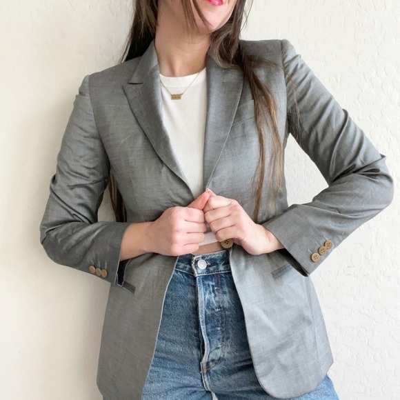 Vintage Giorgio Armani Grey Blazer One Button Front Closure - Picture 2 of 9